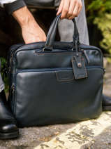 Business Bag Foulonn Leather Etrier Blue foulonne EFOU8151